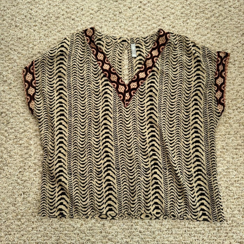 Colores Swim Cover Up Zebra Print Tan OS Open Back Breezy Sheer‎